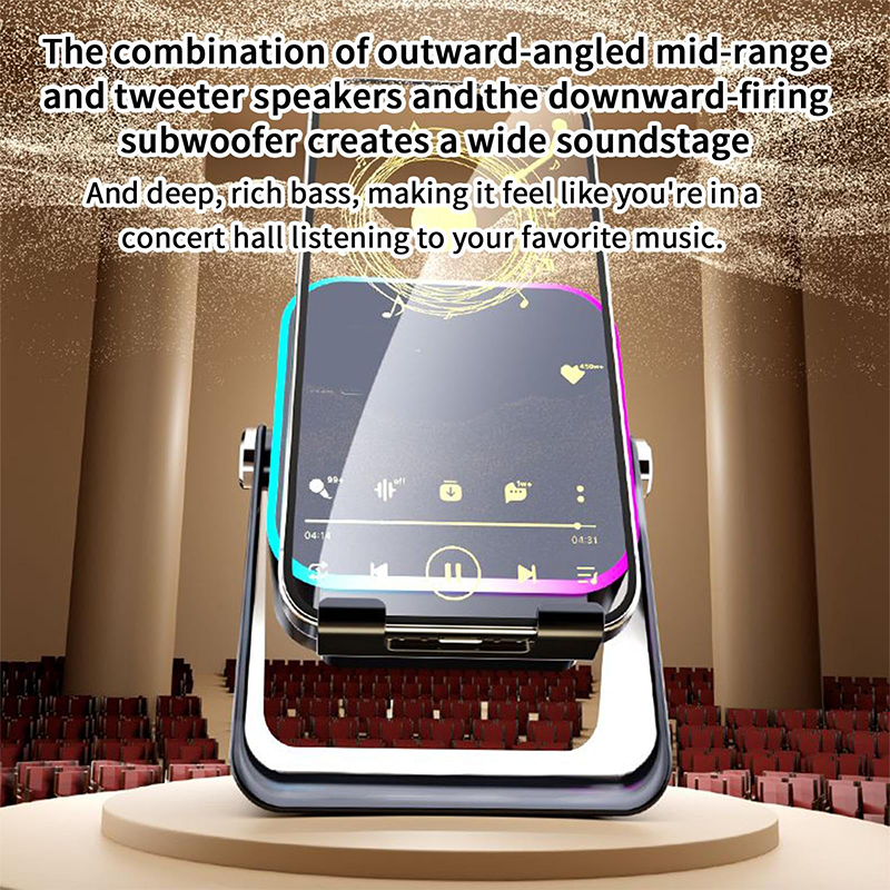 🎵📱 5-in-1: Bluetooth Speaker + Phone Stand + 8 RGB Lighting Effects + 360° Adjustable Mount + 3500mAh Battery