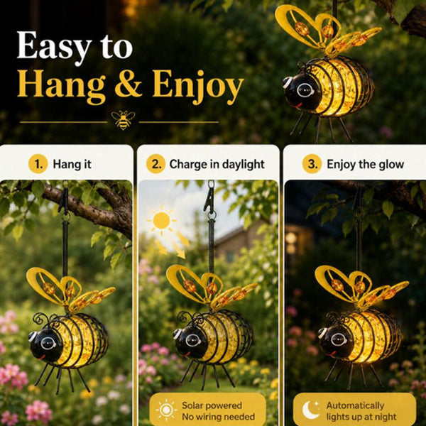 Hanging Solar Bee Light – Warm Amber Glow, Flicker-Free, Perfect For Garden Parties, Camping, Or Kids’ Rooms – Spread Joy Day And Night