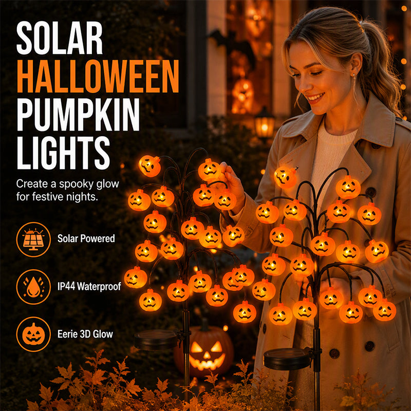 Pumpkin Solar Branch Lights - Halloween Garden Stakes