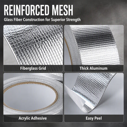 🔥 Reinforced Aluminum Foil Tape – Glass Fiber Mesh with Industrial-Strength Adhesive – Ideal for AC Pipes, Roof Sealing & HVAC Insulation 🔧🛡️