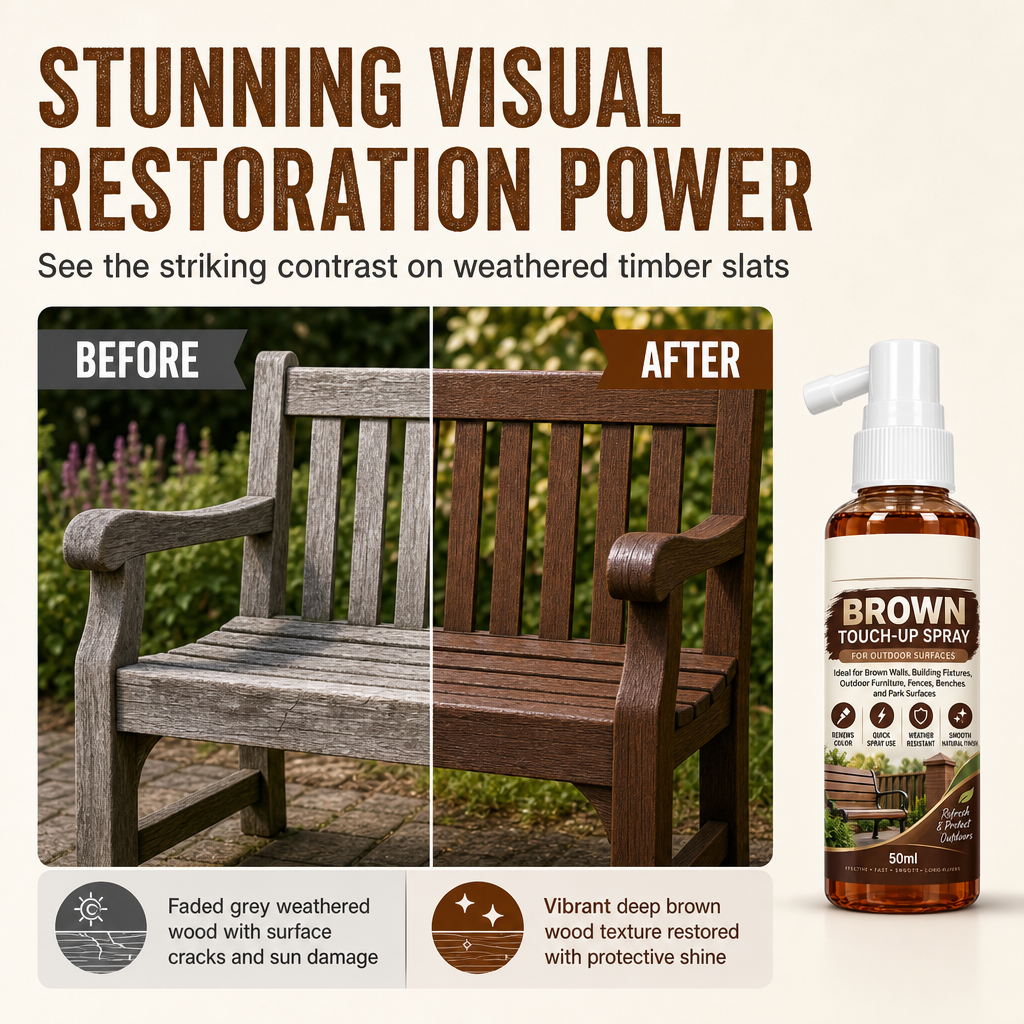✨🪑Brown Wood Touch-Up Spray – Refresh Faded Outdoor Furniture & Restore a Rich Wood Look