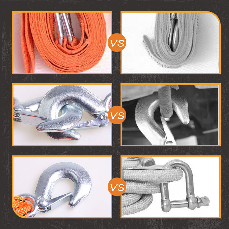 13ft Car Tow Strap with Hooks & 3 Tons Capacity