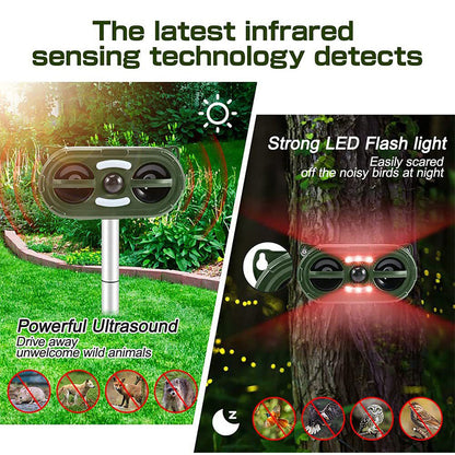 🐾 Save 50%! ☀️ Solar Ultrasonic Animal Deterrent – Humane & garden-safe ✨