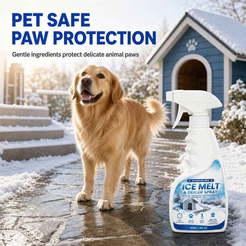 ❄️ Outdoor De-Icing & Snow Melting Spray – Fast-Acting Ice & Frost Remover for Walkways, Steps & Patios 🐾