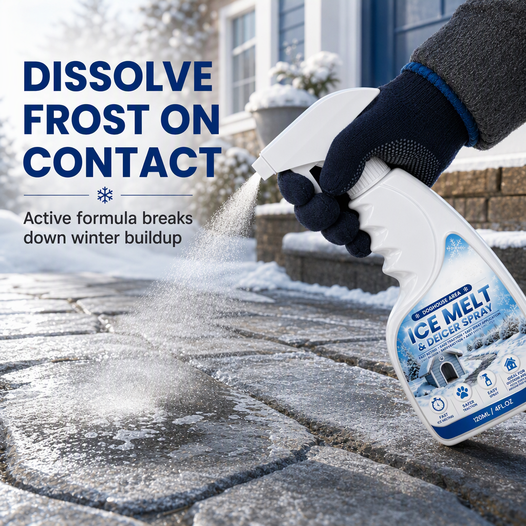 ❄️ Outdoor De-Icing & Snow Melting Spray – Fast-Acting Ice & Frost Remover for Walkways, Steps & Patios 🐾
