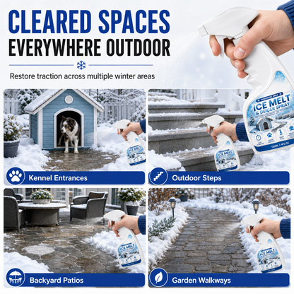 ❄️ Outdoor De-Icing & Snow Melting Spray – Fast-Acting Ice & Frost Remover for Walkways, Steps & Patios 🐾