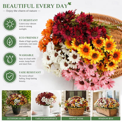 🔥 50% OFF Today Only 🔥 - Artificial Outdoor Mums Flowers - UV resistant, Waterproof, Windproof🌼