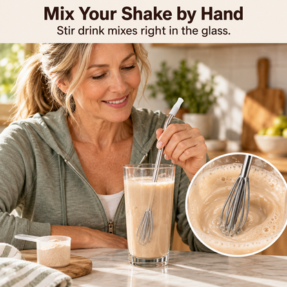 Whisk-on-a-Straw Combo Utensil - Kitchen & Bar Mix & Sip Drinking Gadget for Coffee
